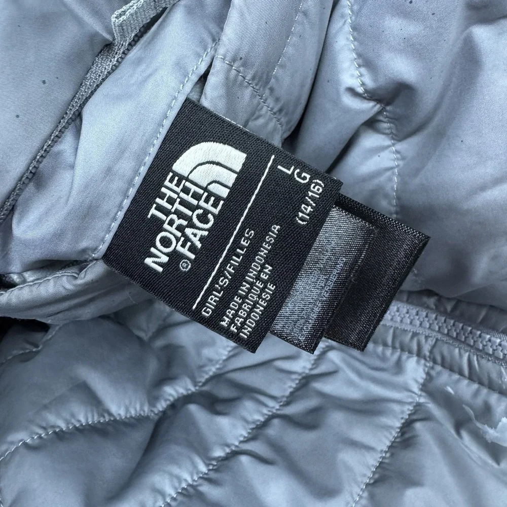 The North Face Gray Pink Puffer Fleece Reversible Jacket Girls Sz L‎ Outdoor